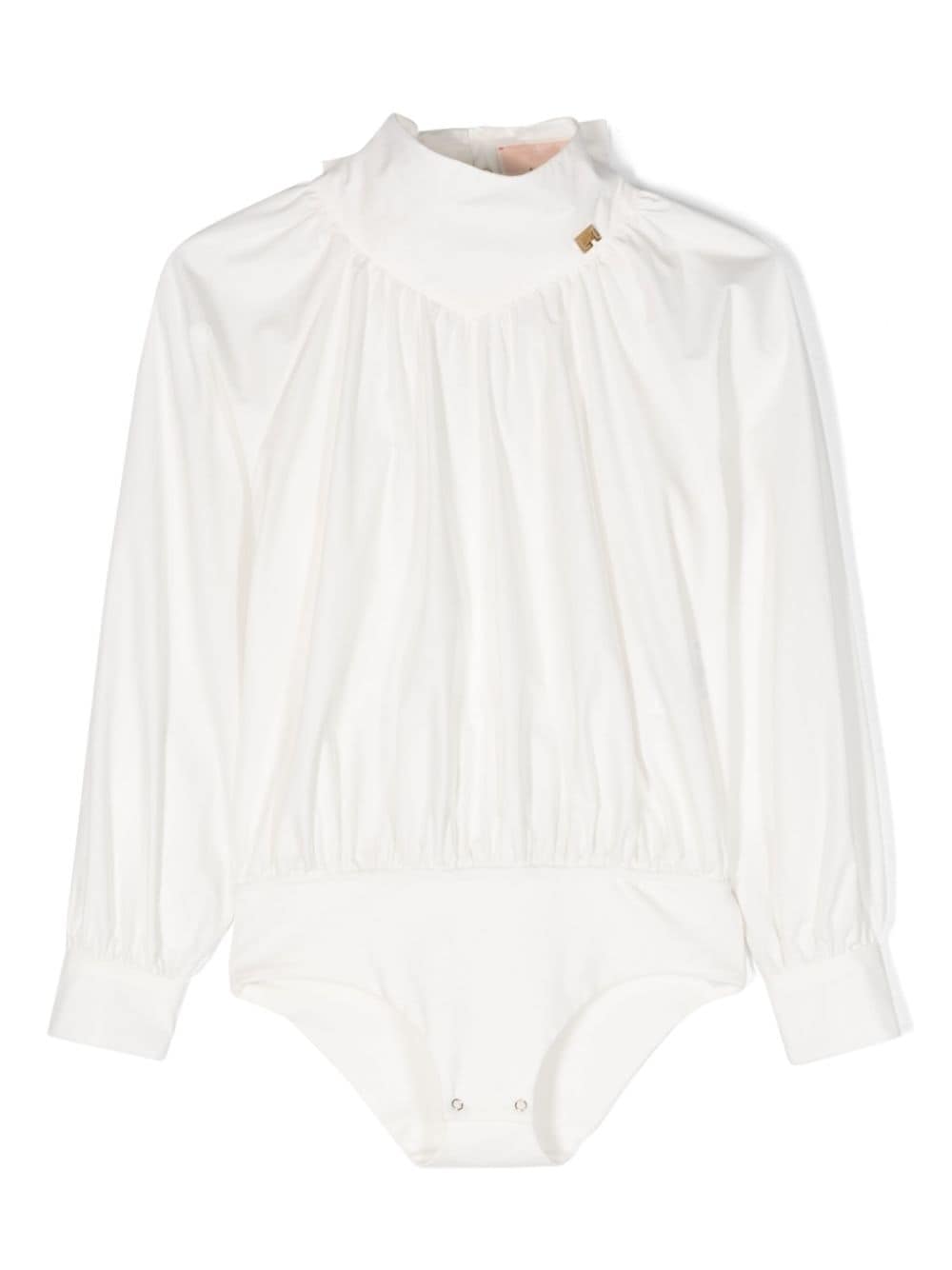 Elisabetta Franchi La Mia Bambina Katoenen romper met hoge hals Beige