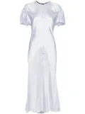 Victoria Beckham gathered-detail fluted midi dress - Blue