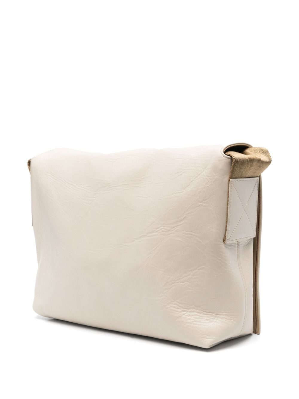 Shop Uma Wang Debossed-logo Leather Shoulder Bag In Neutrals