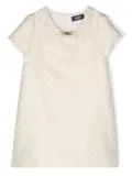 Versace Kids checkerboard satin shift dress - Neutrals
