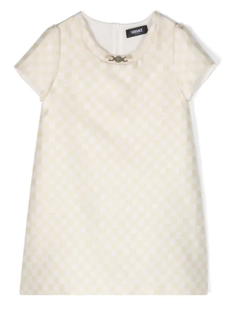 Versace Kids checkerboard satin shift dress