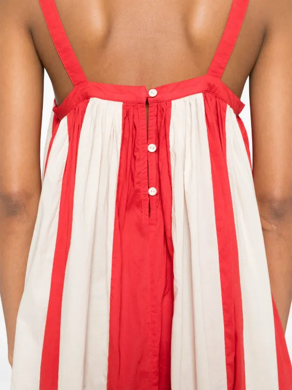 open lace back dress Beautiful Red Striped V Neck Midi Dress – Ah Là Laà Lifestyle Boutique