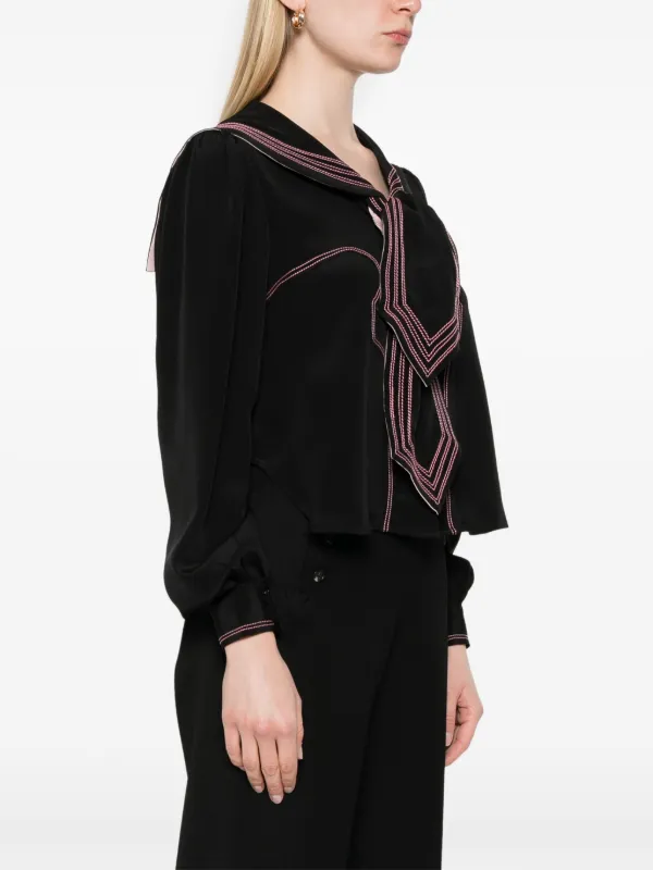 Tシャツ・カットソー BODE SS25 Black silk Seafarer shirt (WRF24SH007 BLACK) Black silk Seafarer shirt – G&B