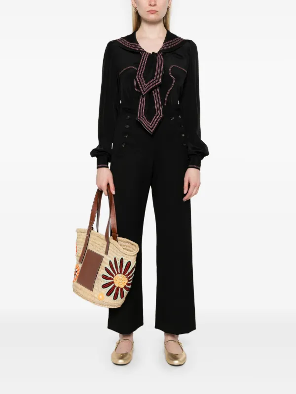 Tシャツ・カットソー BODE SS25 Black silk Seafarer shirt (WRF24SH007 BLACK) BODE Seafarer Shirt | Black | FARFETCH