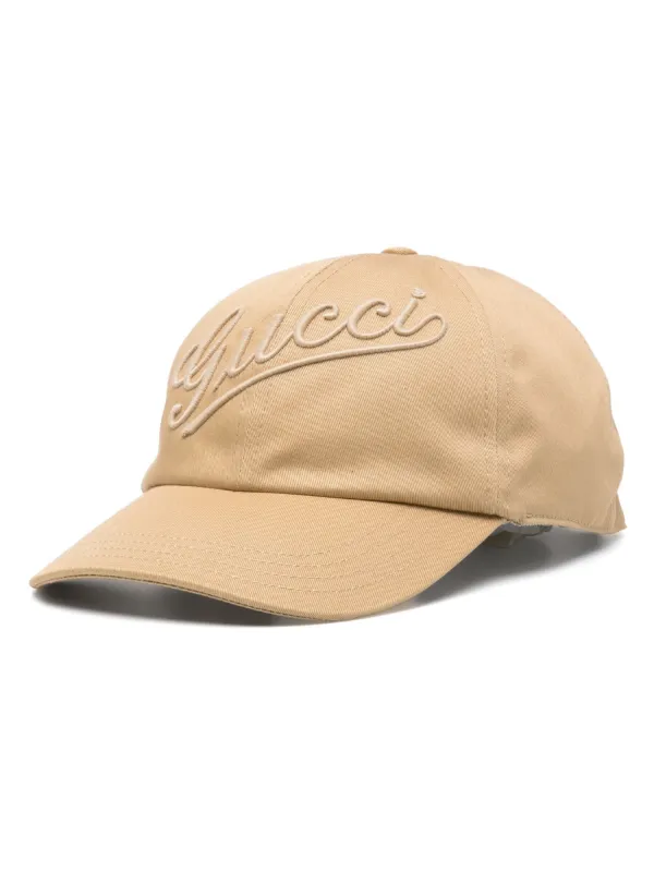 Gucci logo embroidered cotton baseball cap men Cotton Cotton L Brown