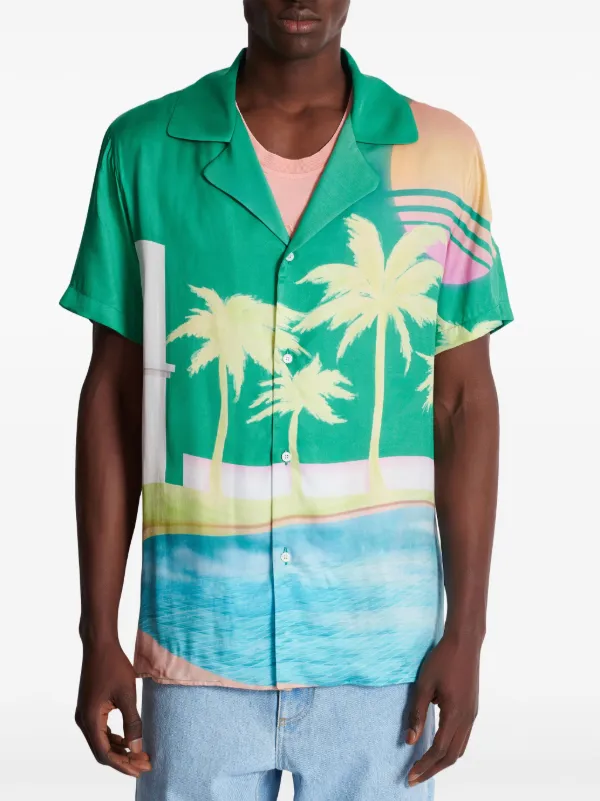 Balmain graphic-print Satin Shirt | Green | FARFETCH