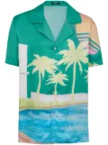 Balmain graphic-print satin shirt - Green