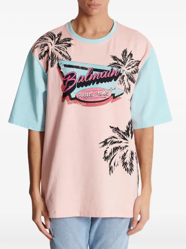 Balmain Miami プリント Tシャツ | ピンク | FARFETCH JP