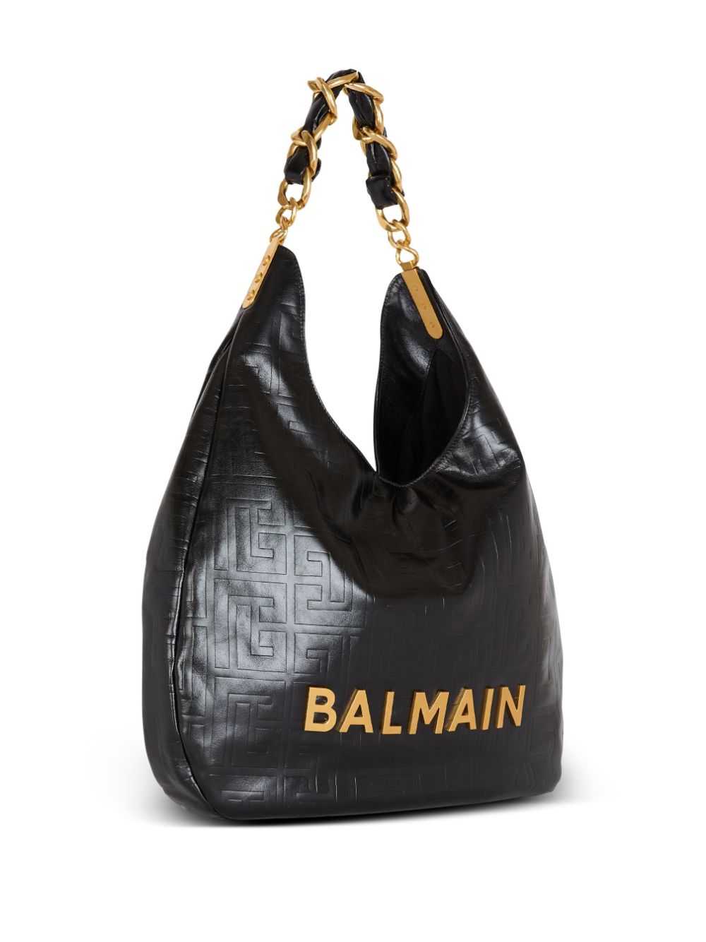 Shop Balmain 1945 Leather Shoulder Bag In Black