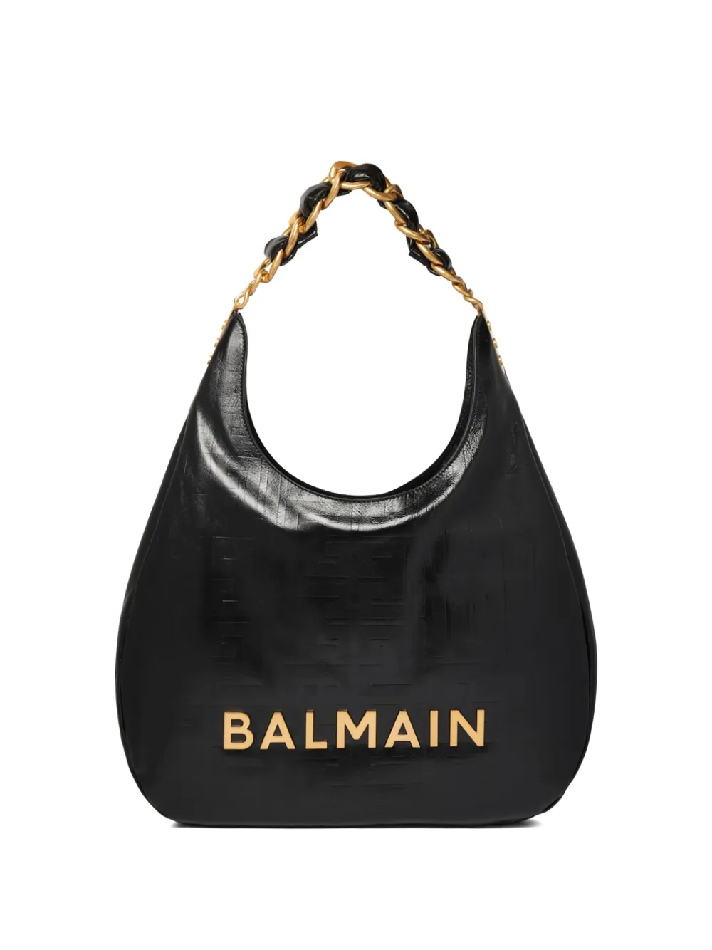 Balmain 1945 gekreukte leren schoudertas Zwart