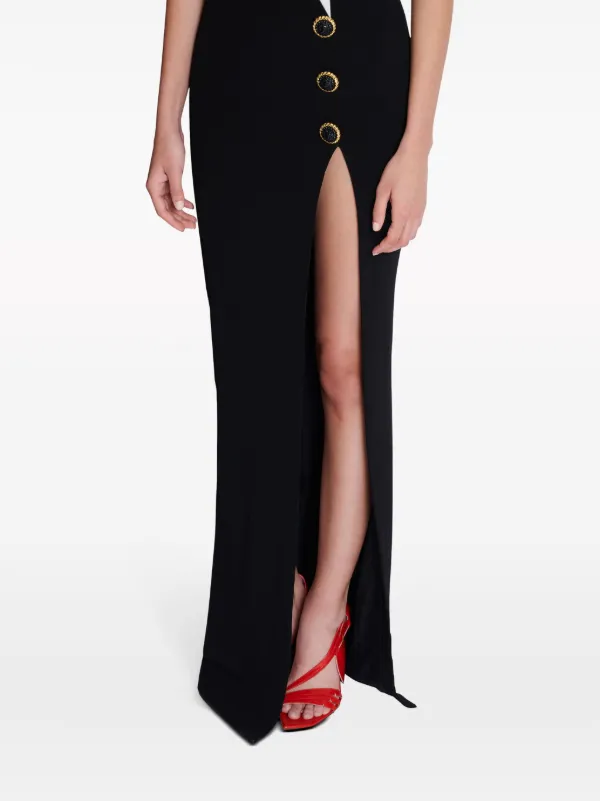 Balmain two-tone Crepe Maxi Dress | Black | FARFETCH
