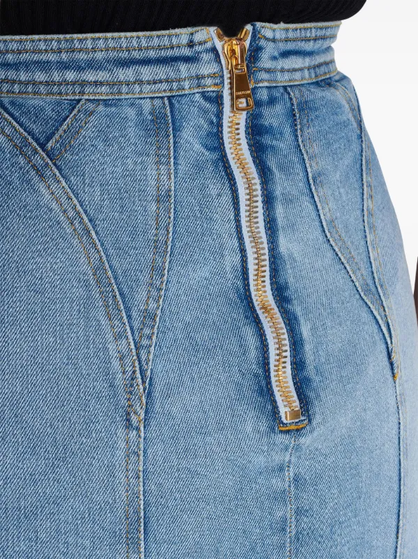 Balmain button embellishment Denim Mini Skirt Blue FARFETCH CA