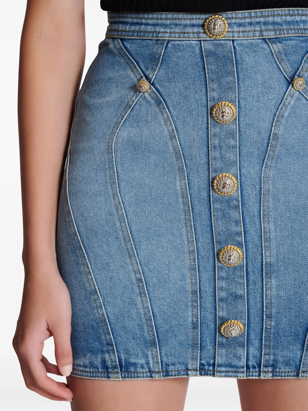 Balmain button-embellishment denim mini skirt | Image 7