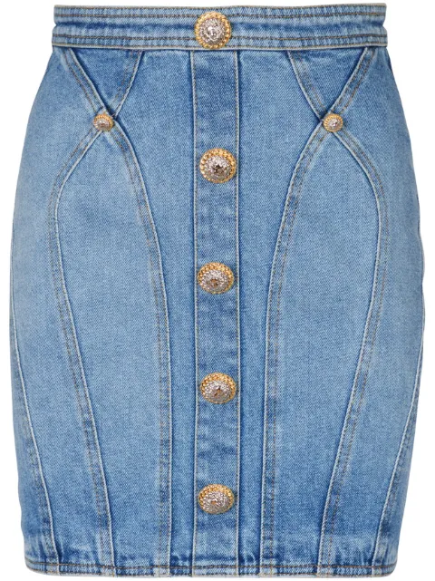 Balmain falda corta de mezclilla