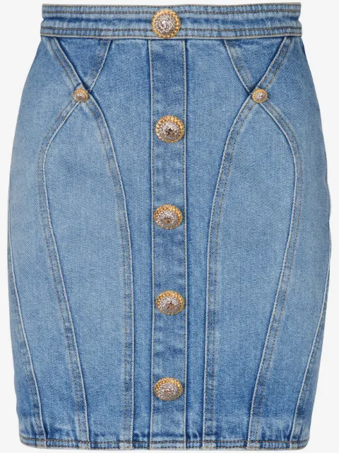 Balmain falda corta de mezclilla