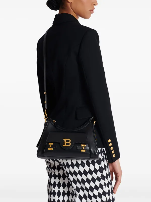Balmain B-Buzz Leather Shoulder Bag | Black | FARFETCH