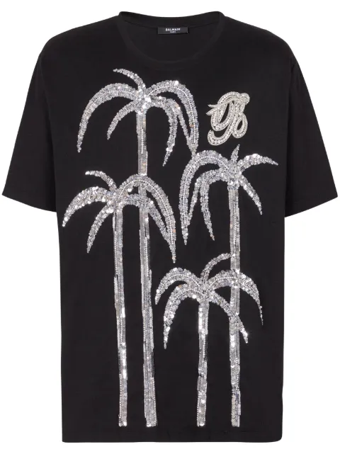 Balmain playera con detalles de lentejuelas