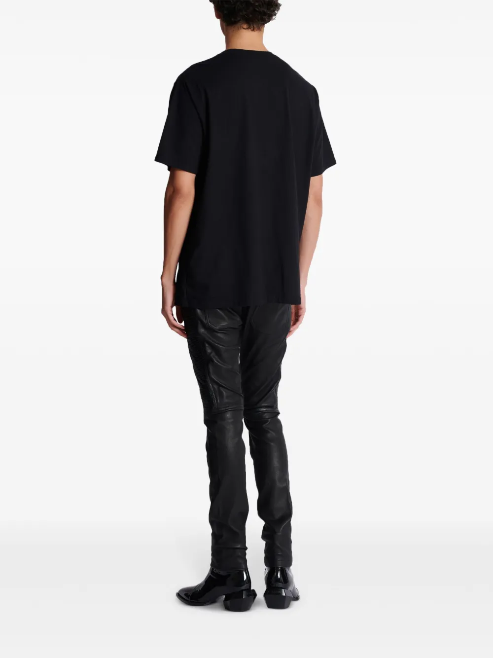 Balmain Katoenen T-shirt met pailletten Zwart