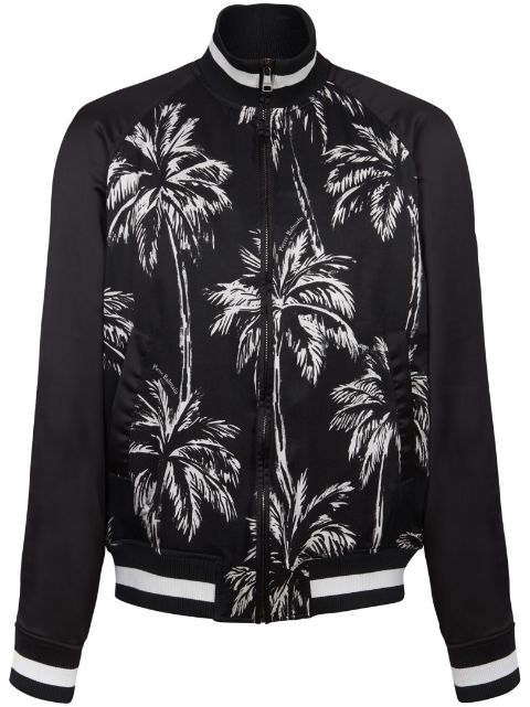 Balmain palm tree-print satin bomber jacket Men