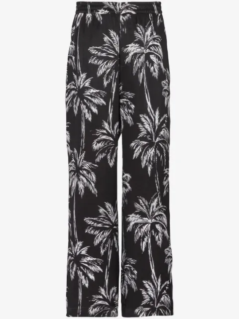 Balmain pantalones satinados con palmeras estampadas