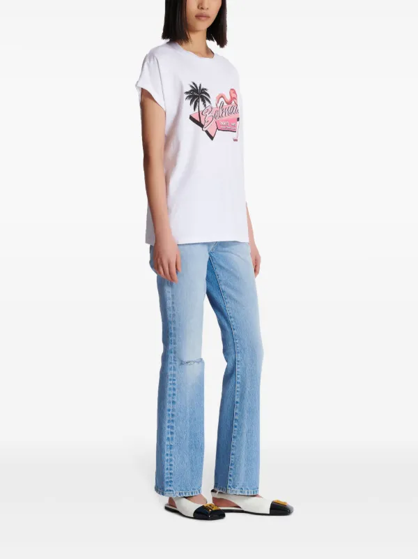 【関税込み】Balmain ホワイト フェザー Tシャツ White Designer T-shirts - Men | Balmain