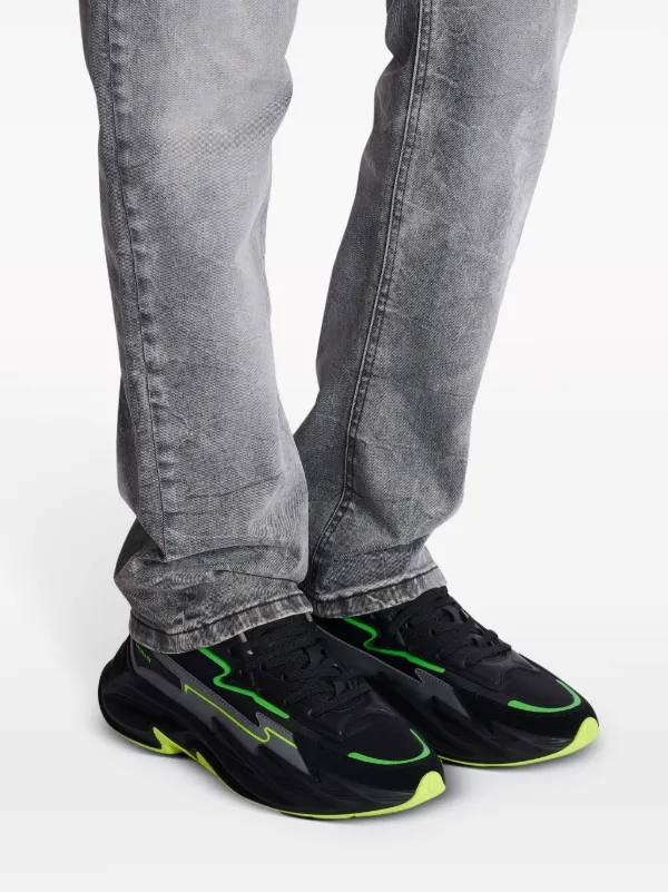 Balmain Run-Row Leather Sneakers | Black | FARFETCH ID