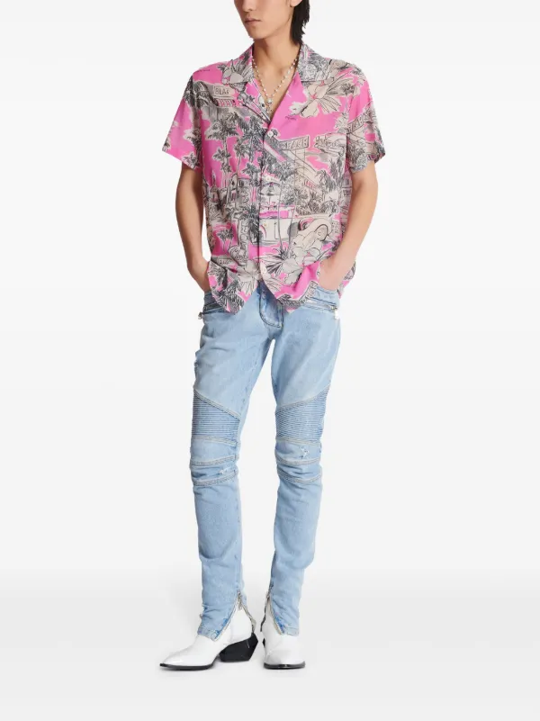 Balmain Biker ミッドライズ スキニージーンズ | ブルー | FARFETCH JP