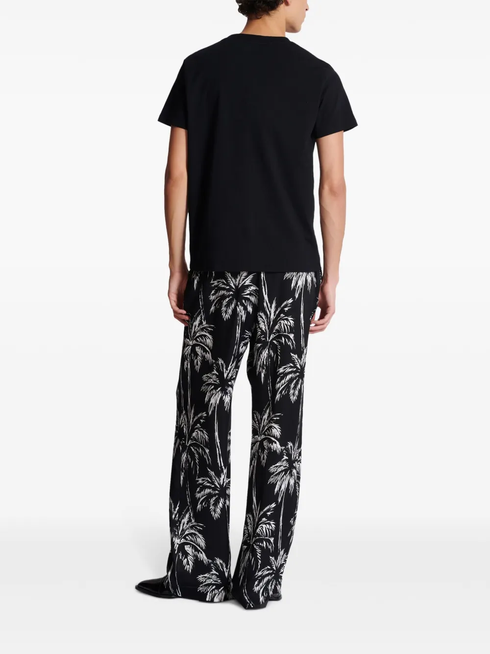 Shop Balmain Palm-print Cotton T-shirt In Black