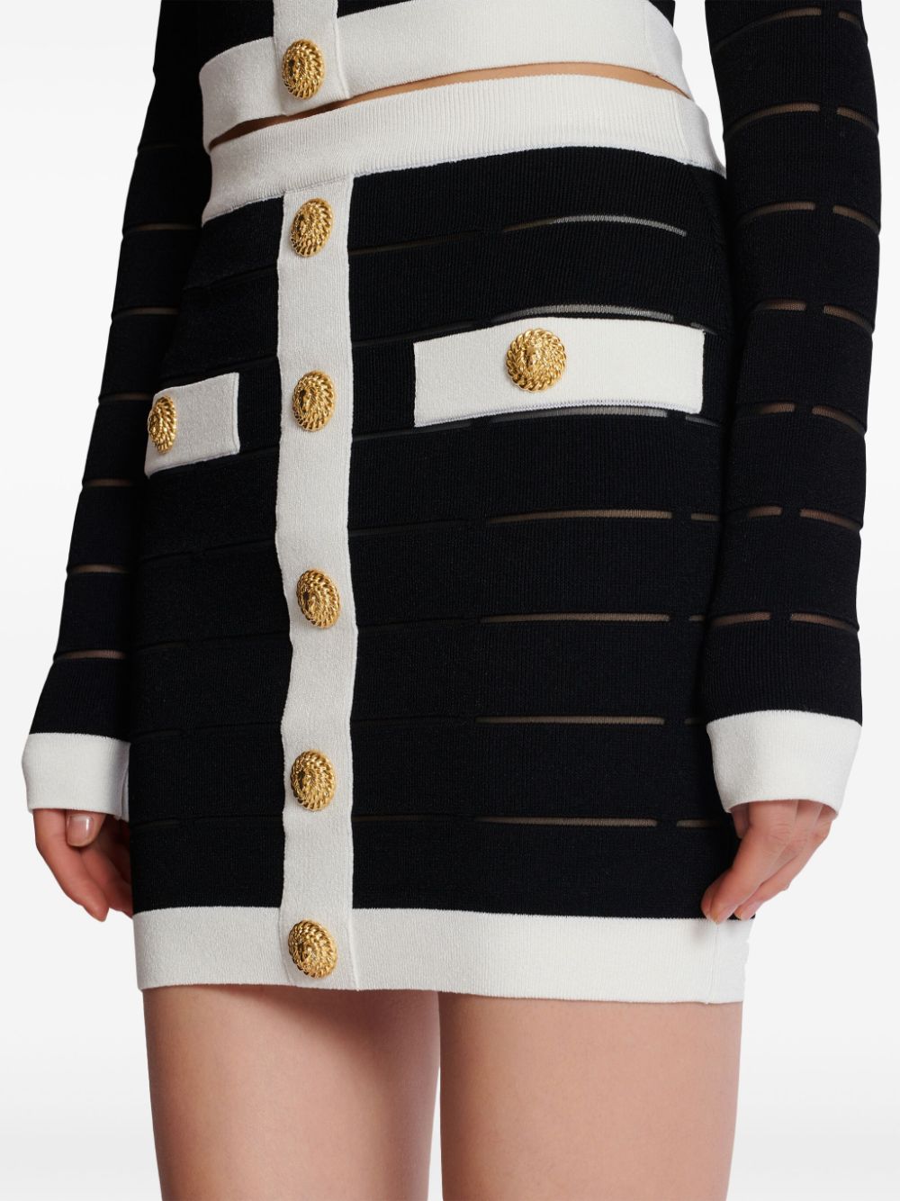 Affordable Balmain button-embellishment knitted mini skirt Women