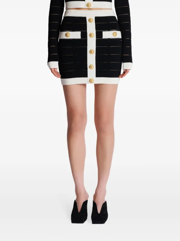 Balmain button-embellishment Knitted Mini Skirt | Black