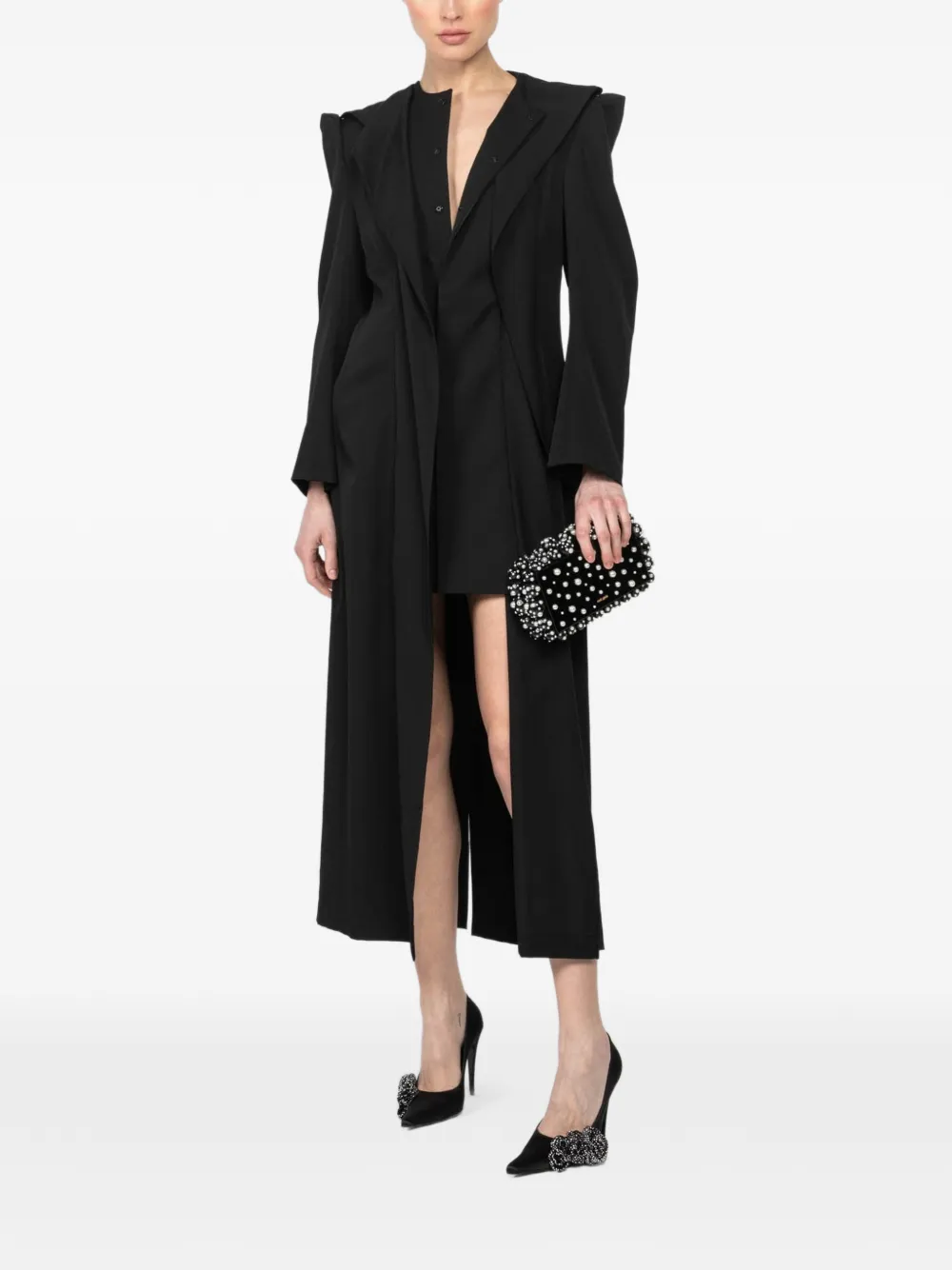 Yohji Yamamoto buttoned long-sleeve dress - Zwart