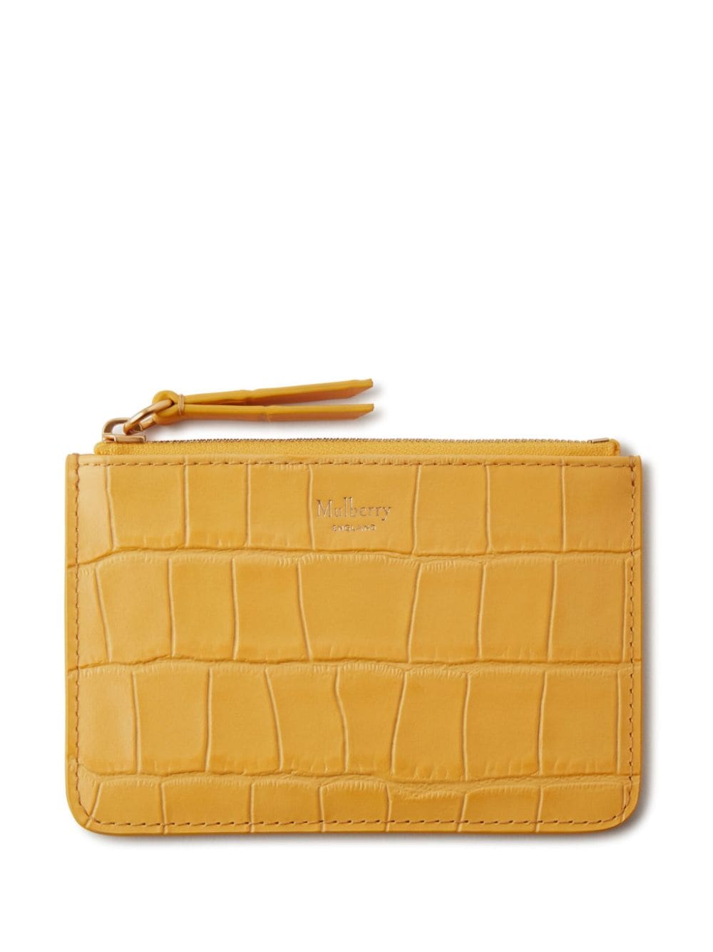Mulberry Crocodile-effect Leather Coin Pouch In Yellow