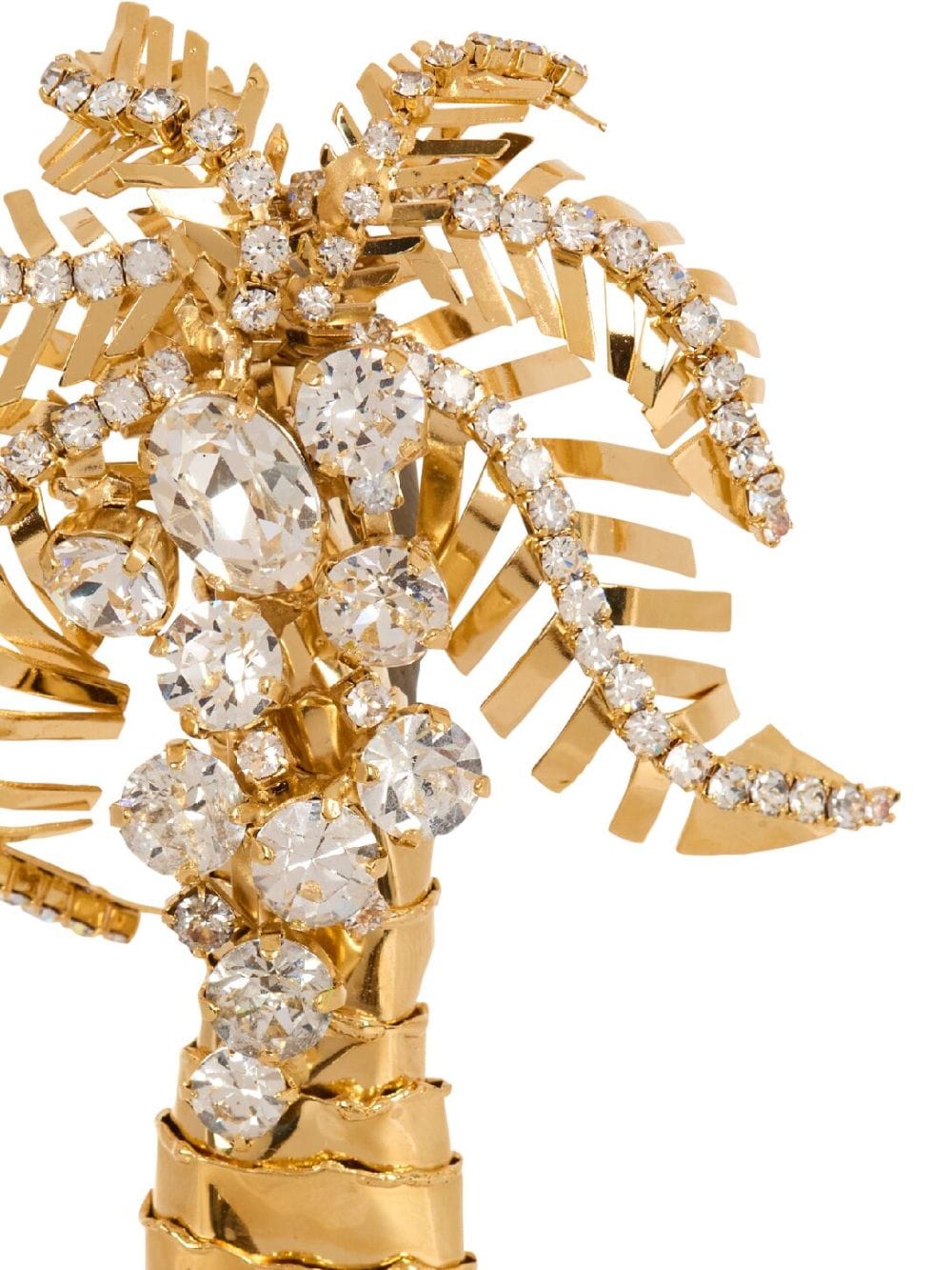 Shop Balmain Palm Tree Crystal-embellished Brooch In Gold