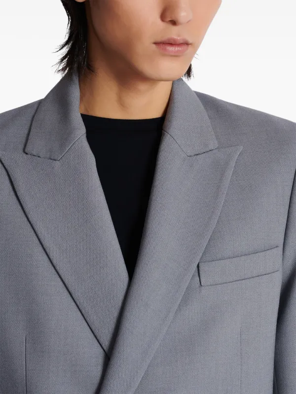Balmain double-crepe side-belt Blazer | Grey | FARFETCH