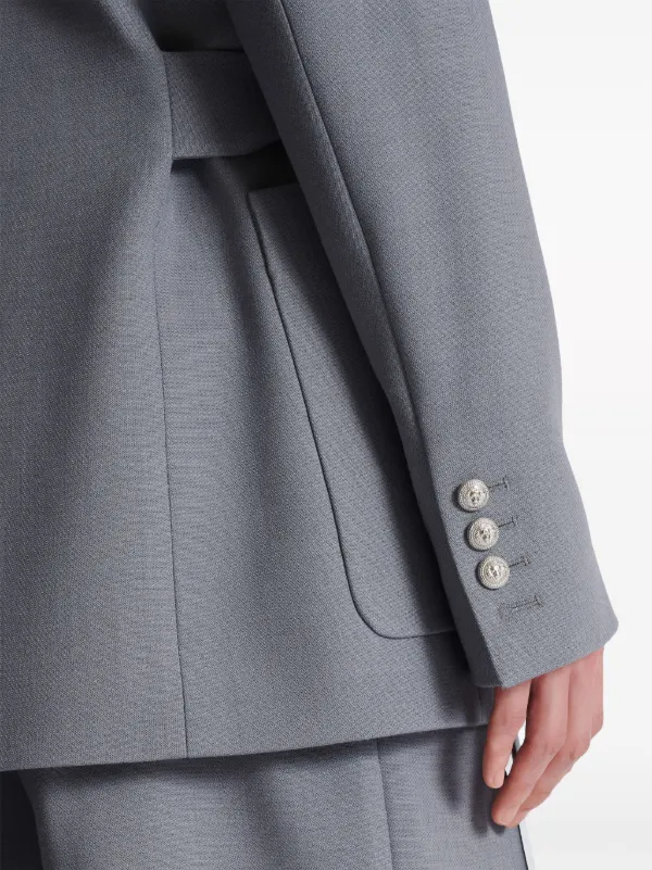 Balmain double-crepe side-belt Blazer | Grey | FARFETCH