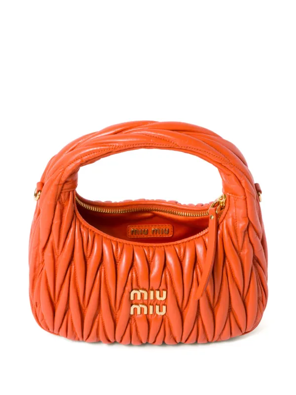 miu miu オレンジ トートバッグ 中古・古着通販】MIU MIU (ミュウミュウ) 折り畳みトートバッグ