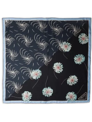 Prada mix-print Silk Scarf | Blue | FARFETCH EG