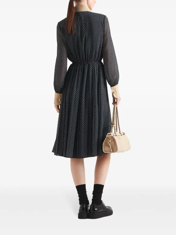 【プラダ・PRADA】Polka-dot ette dress Prada Polka Dot Pleated Dress in Black — UFO No More
