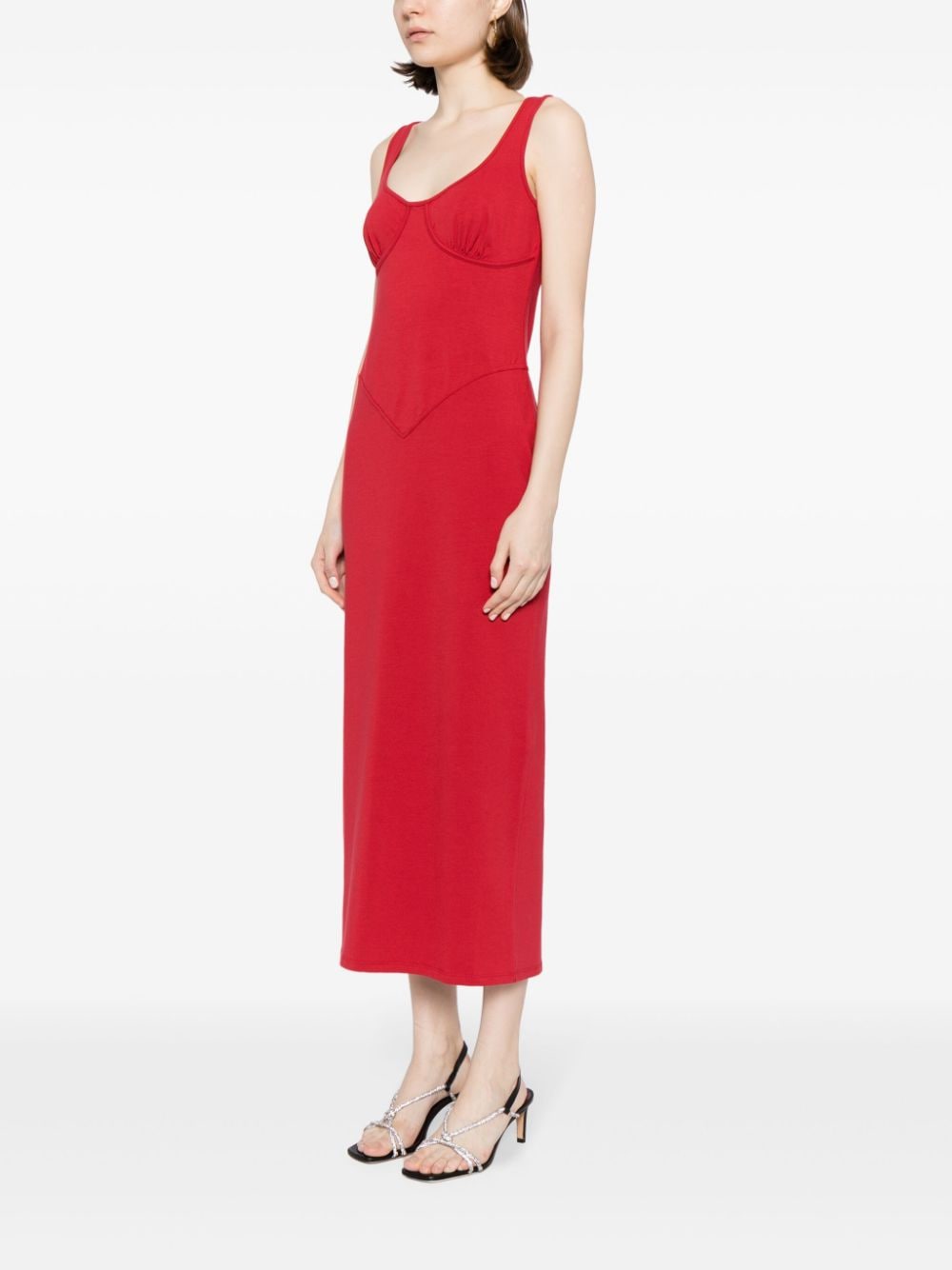 Shop Reformation Naomi Organic-cotton Dress In Red