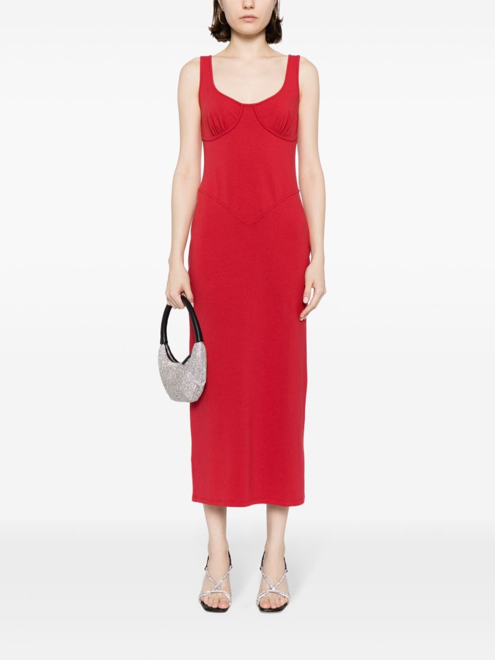 Shop Reformation Naomi Organic-cotton Dress In Red