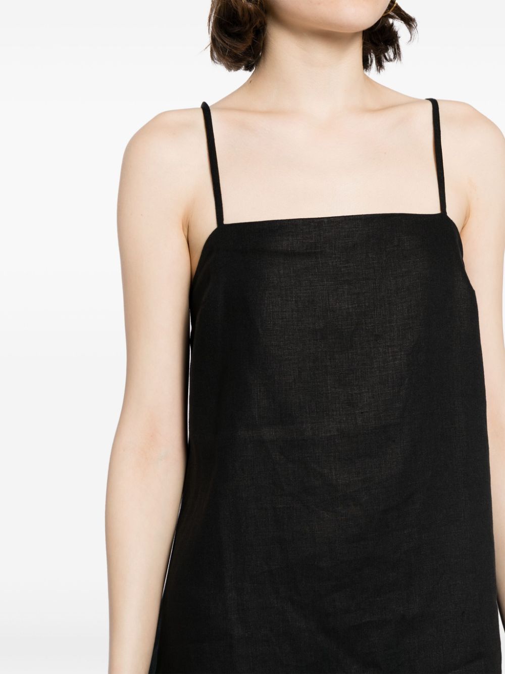Shop Reformation Aubree Linen Minidress In Black