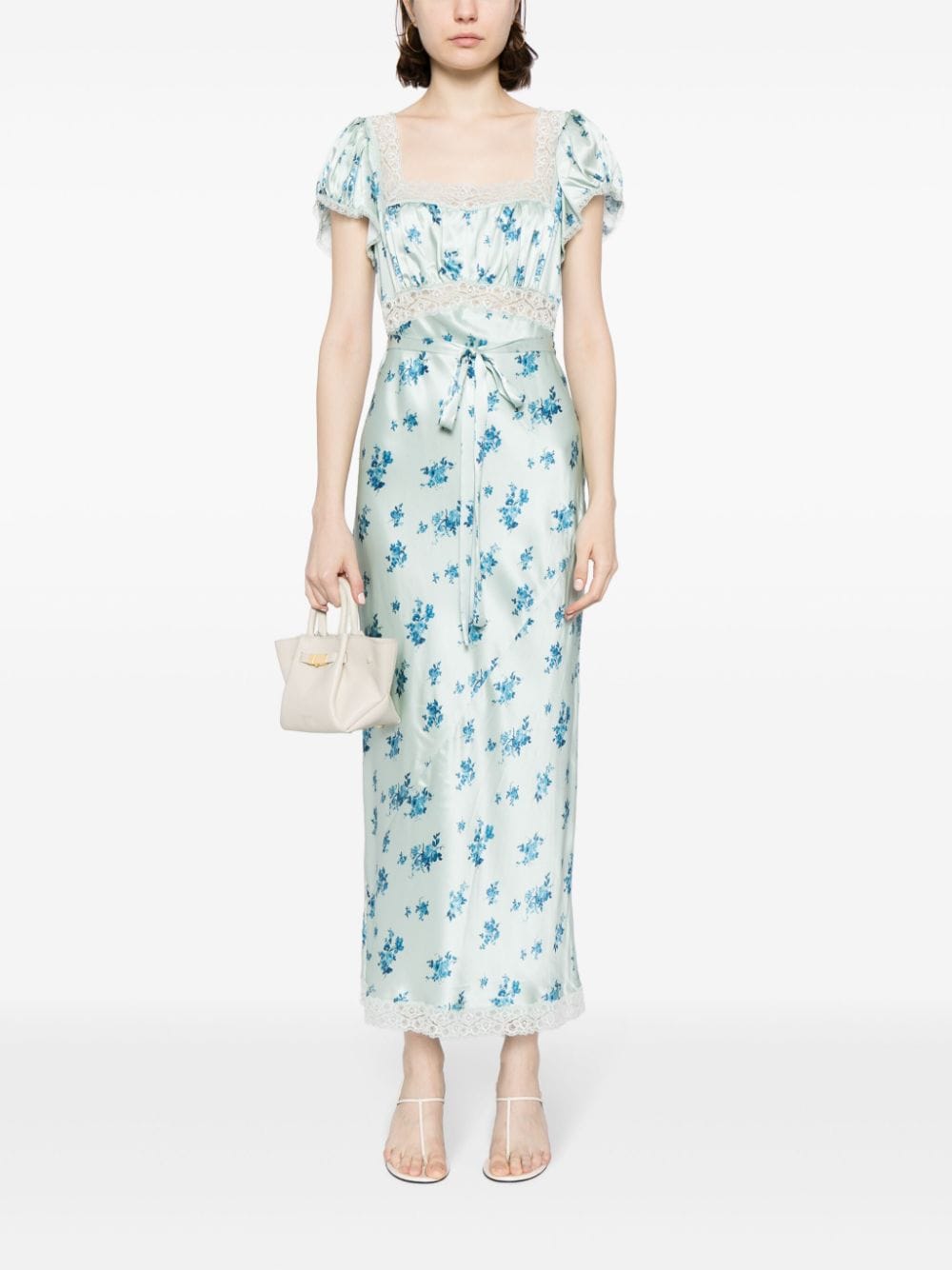 Shop Reformation Clarisse Floral Silk Dress In Green