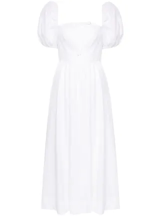knee length dresses for ladies Women's White Linen Wrap Midi Dress S main image 0