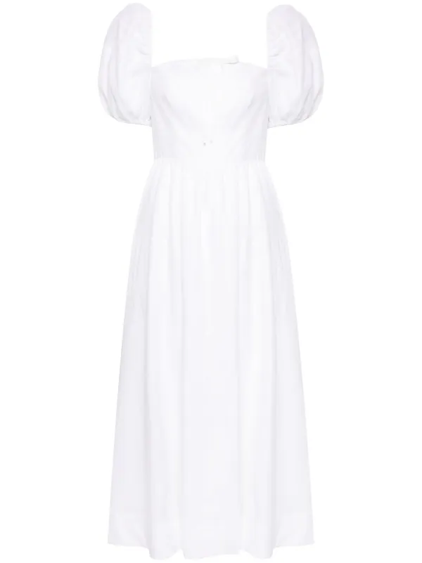 Reformation Bronte White 100% Linen Midi Dress- shops Size Medium