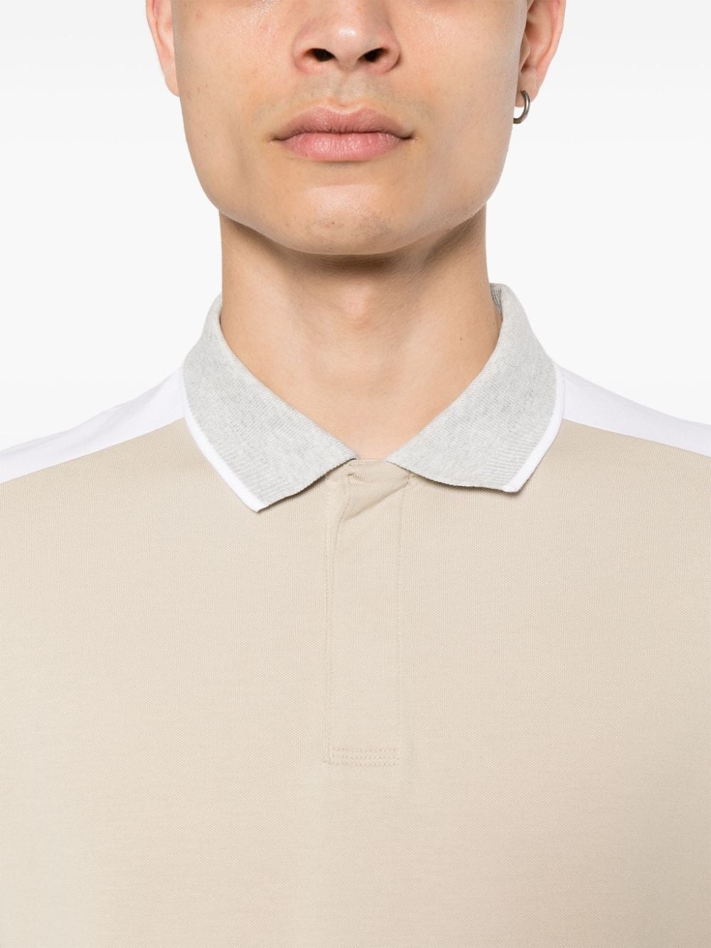 Shop Boggi Milano Contrasting-panel Polo Shirt In Neutrals