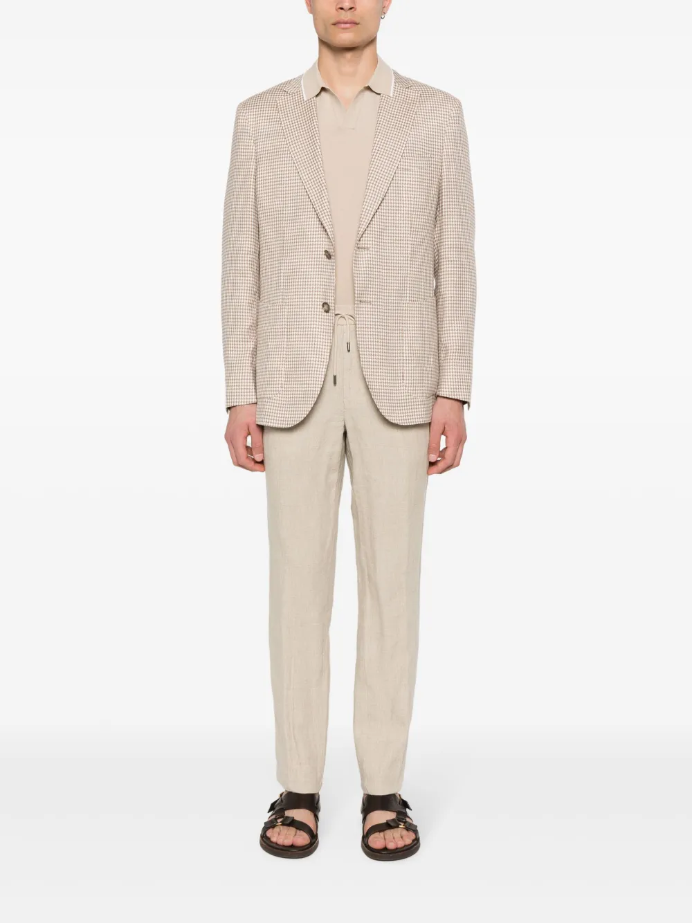 Shop Boggi Milano Linen Tapered-leg Trousers In Neutrals