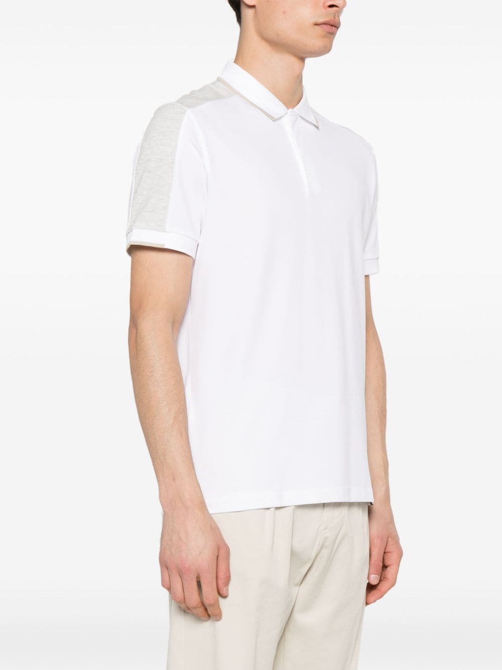 Shop Boggi Milano Contrasting-panel Polo Shirt In White