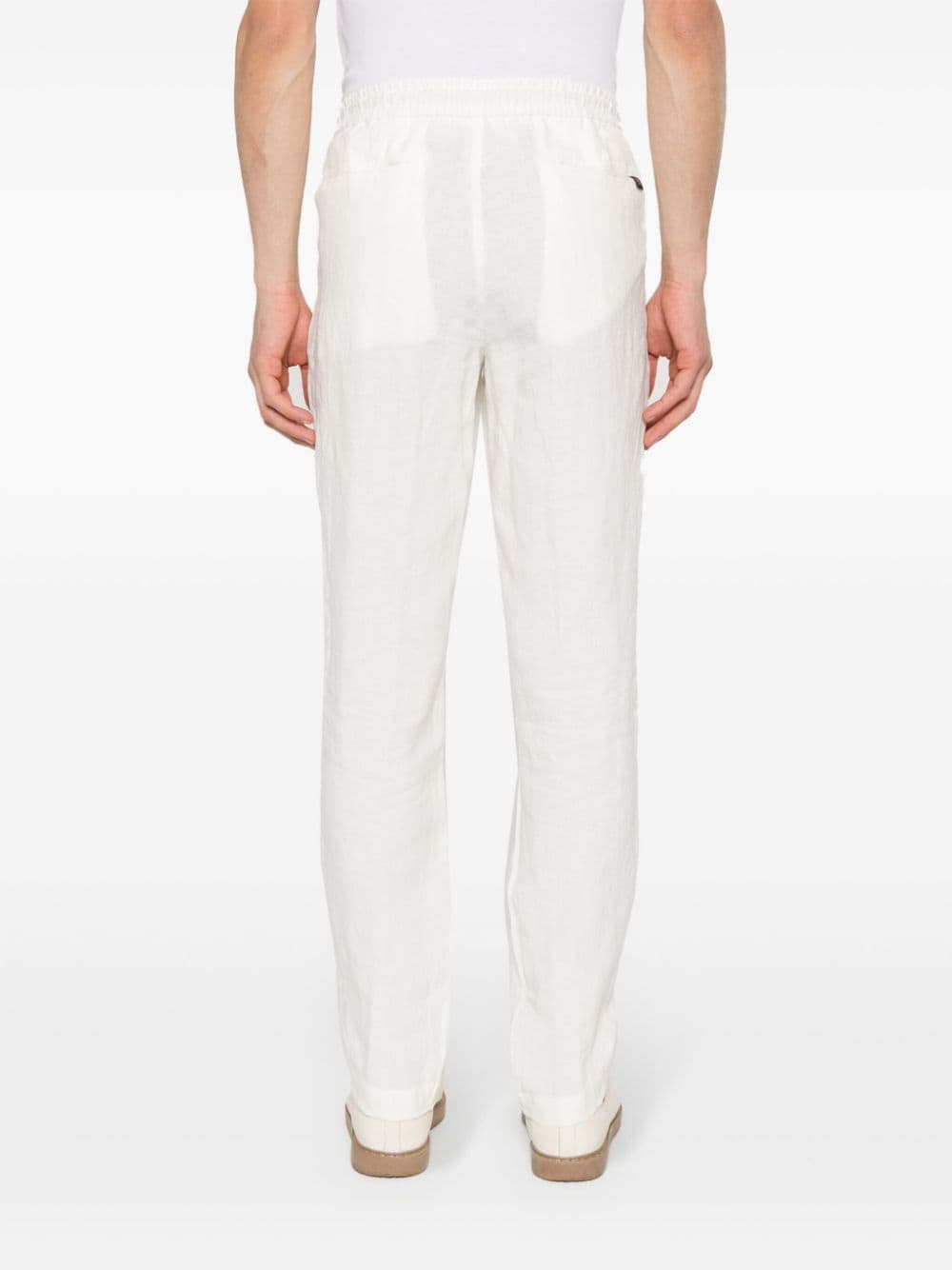 Shop Boggi Milano Linen Tapered-leg Trousers In White