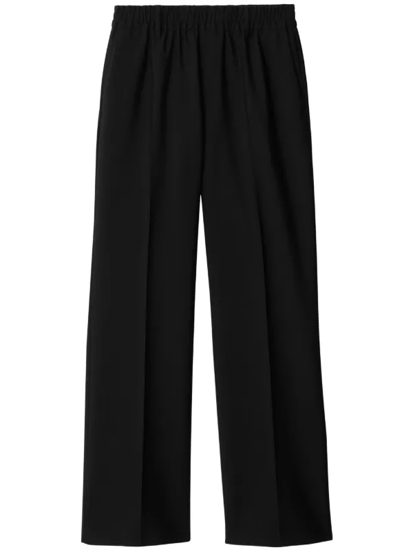 【送料&関税込】Burberry Wide-leg Black Trousers Burberry Men's Black Wide Leg Wool Twill Trousers, Brand