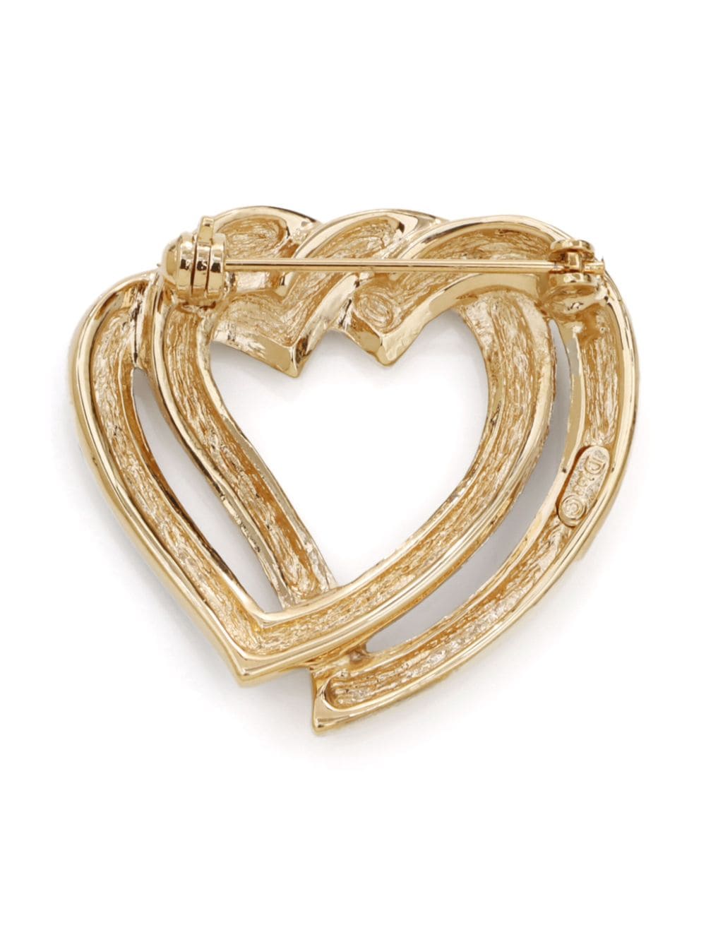 Pre-owned Dior Interlinking Hearts Brooch In Gold